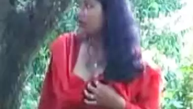 Girl Showing Big Boobs in Forest