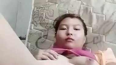 Nepali girl masturbating using big cucumber